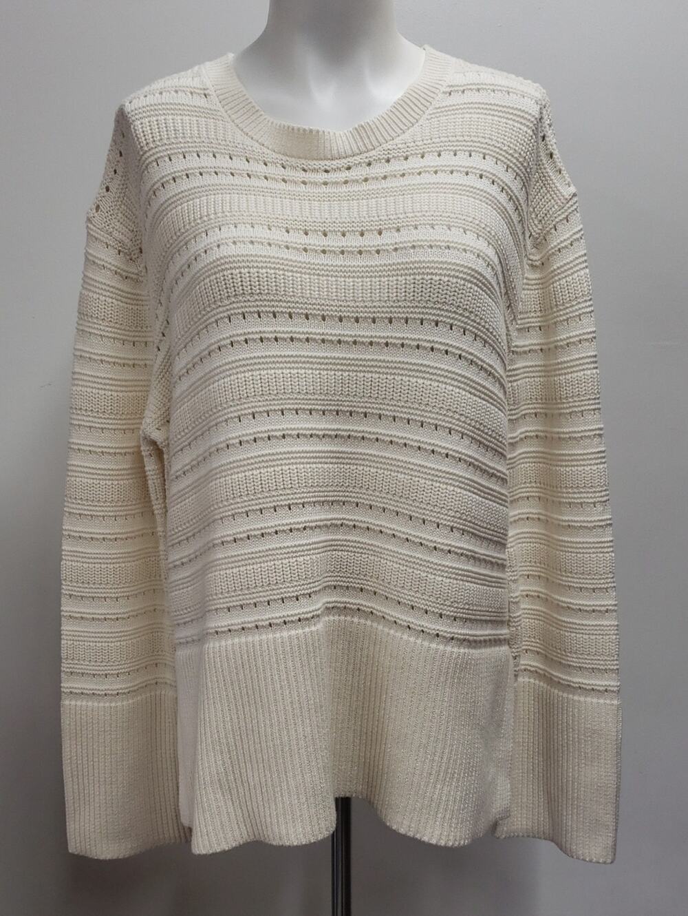 GAP Relaxed Mixed-Stitch Knit Split Hem Tunic Sweater Women's Medium Coastal